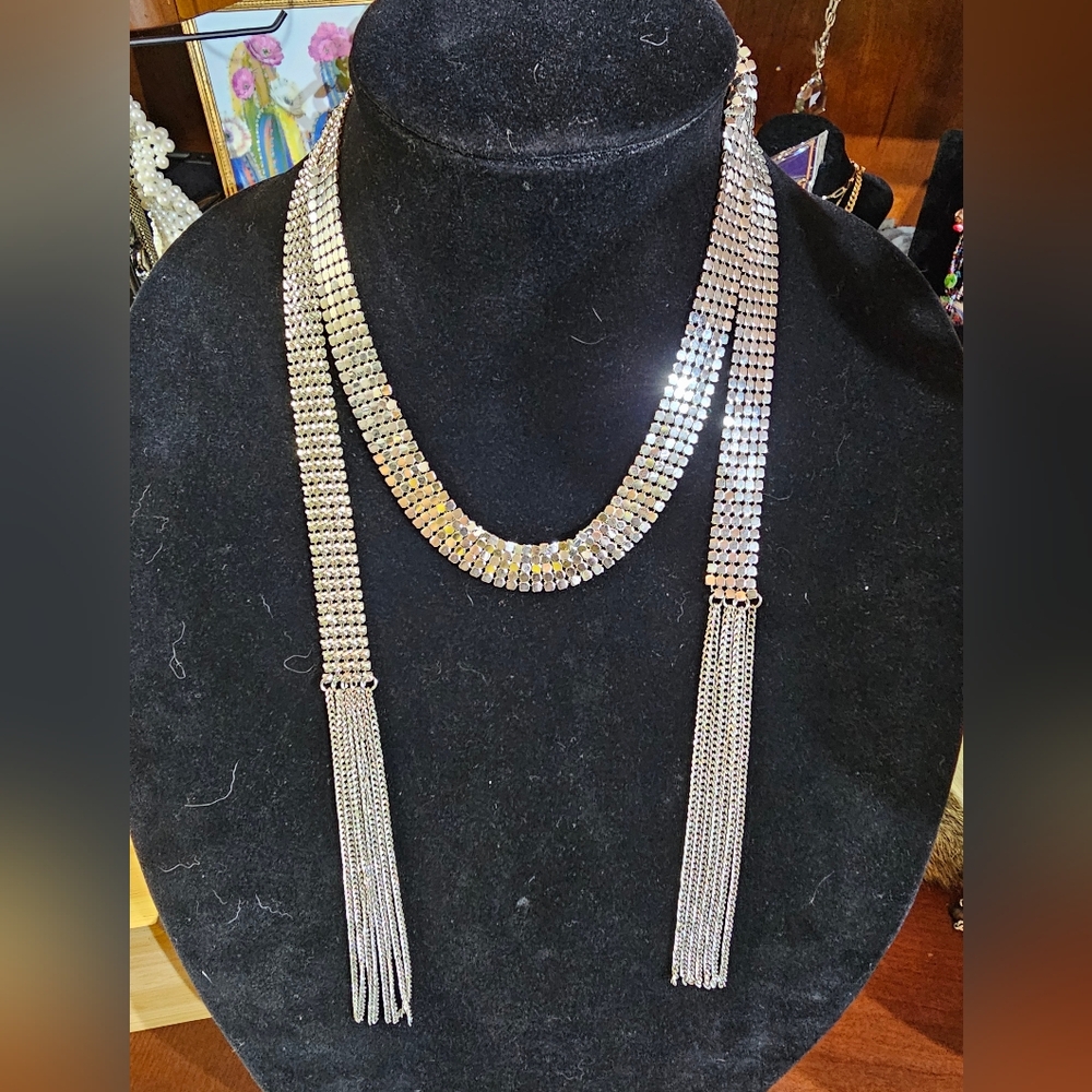 Paparazzi Silver Tone Rhinestone Necklace Statement Piece